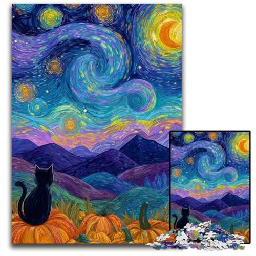 1000-teiliges Puzzle für Erwachsene und Jugendliche, Schwarze Katze, Papppuzzle, Familienspaß beim Basteln, perfekt für Geburtstage, Feiertage, 26x38cm 1000-teiliges Puzzle für Erwachsene und Jugendliche, Schwarze Katze, Papppuzzle, Familienspaß beim Basteln, perfekt für Geburtstage, Feiertage, 26x38cm von JIANGENNF