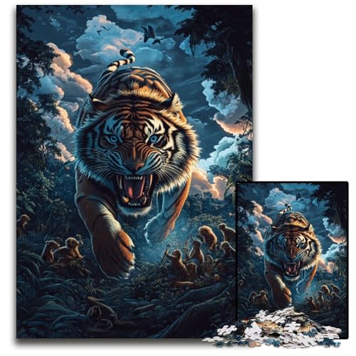 1000-teiliges Puzzle für Erwachsene und Jugendliche, Tiger-Puzzle aus Holz, lustige Spiele, ganze Familie, für Kinder ab 14 Jahren, 50x75cm von JIANGENNF