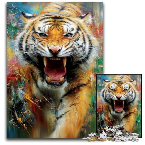 1000-teiliges Puzzle für Erwachsene und Jugendliche, Tiger-Puzzle aus Holz, lustige Spiele, ganze Familie, für Kinder ab 14 Jahren, 50x75cm von JIANGENNF