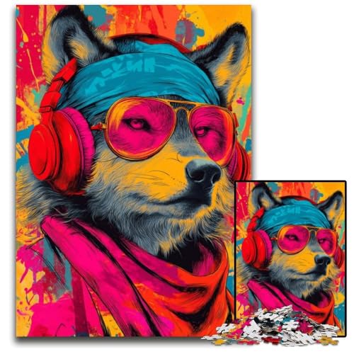 1000-teiliges Puzzle für Erwachsene und Jugendliche, Wolf mit Brille, Papppuzzle, Familienspaß beim Basteln, perfekt für Geburtstage, Feiertage, 26x38cm 1000-teiliges Puzzle für Erwachsene und Jugendliche, Wolf mit Brille, Papppuzzle, Familienspaß beim Basteln, perfekt für Geburtstage, Feiertage, 26x38cm von JIANGENNF