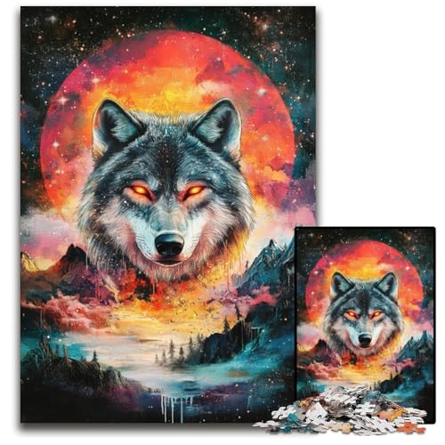 1000-teiliges Puzzle für Erwachsene und Jugendliche, farbenfrohes, leuchtendes Wolf-Holzpuzzle, Spaß für die ganze Familie, Basteln, perfekt für Geburtstage, Feiertage, 50x75cm 1000-teiliges Puzzle für Erwachsene und Jugendliche, farbenfrohes, leuchtendes Wolf-Holzpuzzle, Spaß für die ganze Familie, Basteln, perfekt für Geburtstage, Feiertage, 50x75cm von JIANGENNF
