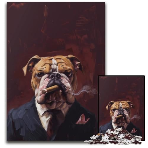 1000-teiliges Puzzle für Erwachsene und Teenager, Bulldogge im Anzug, Kartonpuzzle, Lernspiele, DIY-Spielzeug, Geburtstagsgeschenk, Geschenke für 14-Jährige, 26x38cm 1000-teiliges Puzzle für Erwachsene und Teenager, Bulldogge im Anzug, Kartonpuzzle, Lernspiele, DIY-Spielzeug, Geburtstagsgeschenk, Geschenke für 14-Jährige, 26x38cm von JIANGENNF