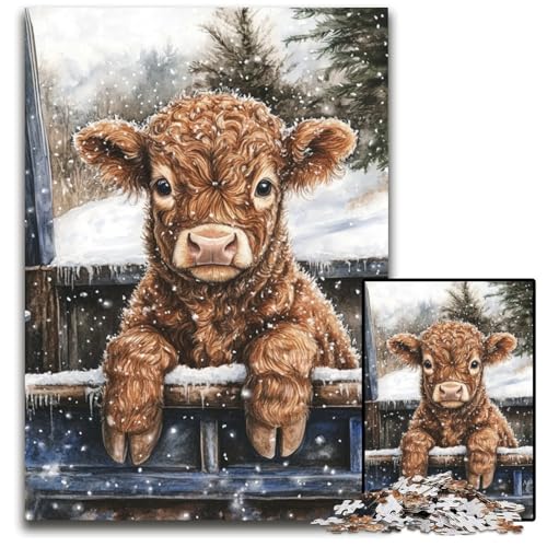 1000-teiliges Puzzle für Erwachsene und Teenager, Hochlandkuh-Holzpuzzle, Spaß für die ganze Familie, Basteln, perfekt für Geburtstage, Feiertage, 50x75cm 1000-teiliges Puzzle für Erwachsene und Teenager, Hochlandkuh-Holzpuzzle, Spaß für die ganze Familie, Basteln, perfekt für Geburtstage, Feiertage, 50x75cm von JIANGENNF