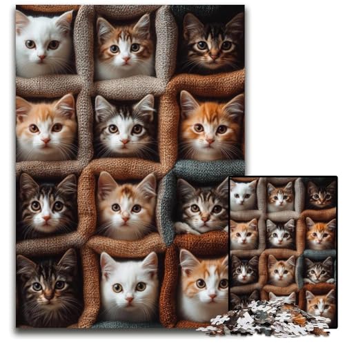 1000-teiliges Puzzle für Erwachsene und Teenager, Kätzchen-Collage, Kartonpuzzle, Familienspaß beim Basteln, perfekt für Geburtstage, Feiertage, 26x38cm 1000-teiliges Puzzle für Erwachsene und Teenager, Kätzchen-Collage, Kartonpuzzle, Familienspaß beim Basteln, perfekt für Geburtstage, Feiertage, 26x38cm von JIANGENNF