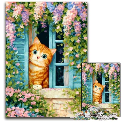 1000-teiliges Puzzle für Erwachsene und Teenager, Katze am Fenster, Kartonpuzzle, Lernspiele, DIY-Spielzeug, Geburtstagsgeschenk, Geschenke für 14-Jährige, 26x38cm 1000-teiliges Puzzle für Erwachsene und Teenager, Katze am Fenster, Kartonpuzzle, Lernspiele, DIY-Spielzeug, Geburtstagsgeschenk, Geschenke für 14-Jährige, 26x38cm von JIANGENNF