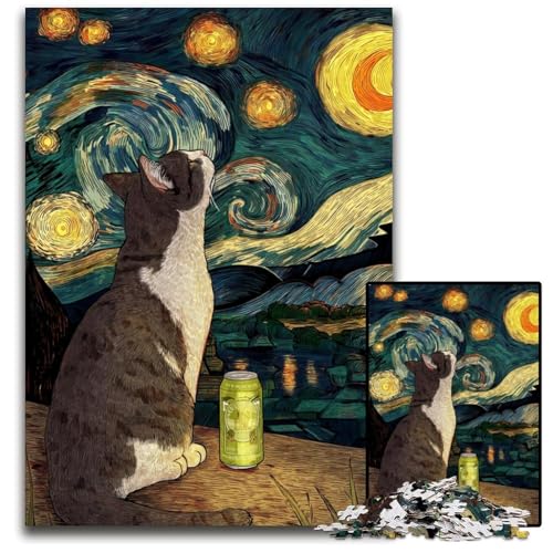 1000-teiliges Puzzle für Erwachsene und Teenager, Katze unter dem Nachthimmel, Kartonpuzzle, Lernspiele, DIY-Spielzeug, Geburtstagsgeschenk, Geschenke für 14-Jährige, 26x38cm 1000-teiliges Puzzle für Erwachsene und Teenager, Katze unter dem Nachthimmel, Kartonpuzzle, Lernspiele, DIY-Spielzeug, Geburtstagsgeschenk, Geschenke für 14-Jährige, 26x38cm von JIANGENNF