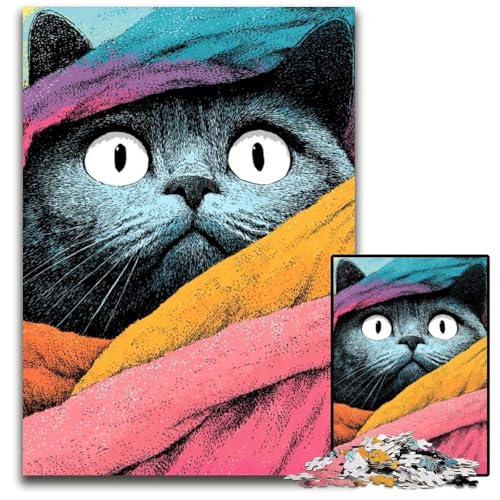 1000-teiliges Puzzle für Erwachsene und Teenager, Kunstkatze, Kartonpuzzle, Lernspiele, DIY-Spielzeug, Geburtstagsgeschenk, Geschenke für 14-Jährige, 26x38cm 1000-teiliges Puzzle für Erwachsene und Teenager, Kunstkatze, Kartonpuzzle, Lernspiele, DIY-Spielzeug, Geburtstagsgeschenk, Geschenke für 14-Jährige, 26x38cm von JIANGENNF