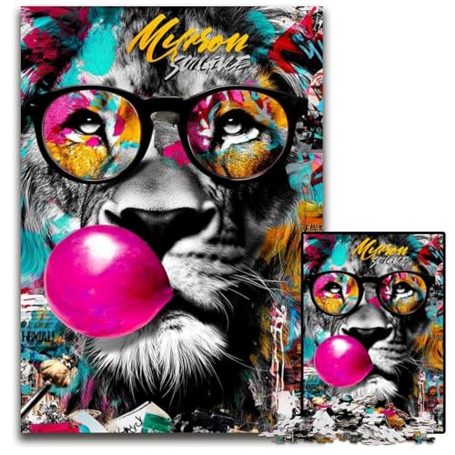 1000-teiliges Puzzle für Erwachsene und Teenager, Löwen-Graffiti, Holzpuzzle, Teenager, Paare und Freunde zum Geburtstag, Weihnachten, 50x75cm 1000-teiliges Puzzle für Erwachsene und Teenager, Löwen-Graffiti, Holzpuzzle, Teenager, Paare und Freunde zum Geburtstag, Weihnachten, 50x75cm von JIANGENNF