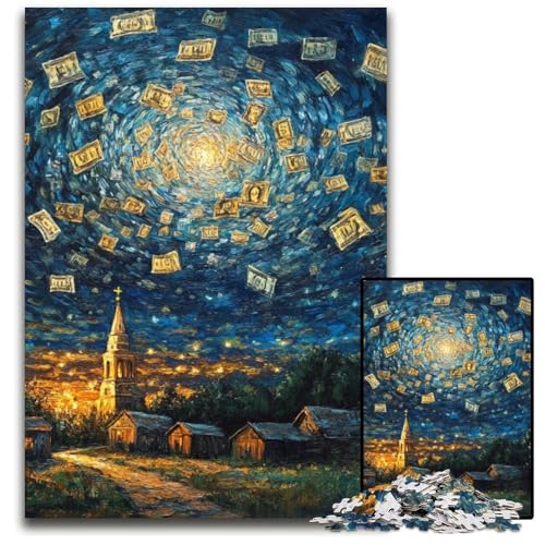 1000-teiliges Puzzle für Erwachsene und Teenager, Nachthimmel, Dollarscheine, Holzpuzzle, Lernspiele, DIY-Spielzeug, Geburtstagsgeschenk, Geschenke für 14-Jährige, 50x75cm 1000-teiliges Puzzle für Erwachsene und Teenager, Nachthimmel, Dollarscheine, Holzpuzzle, Lernspiele, DIY-Spielzeug, Geburtstagsgeschenk, Geschenke für 14-Jährige, 50x75cm von JIANGENNF