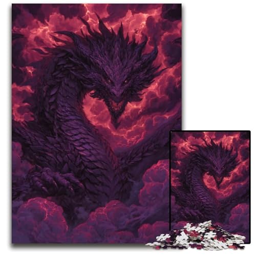 1000-teiliges Puzzle für Erwachsene und Teenager, Nebeldrache, Holzpuzzle, Teenager, Paare und Freunde zum Geburtstag, Weihnachten, 50x75cm von JIANGENNF