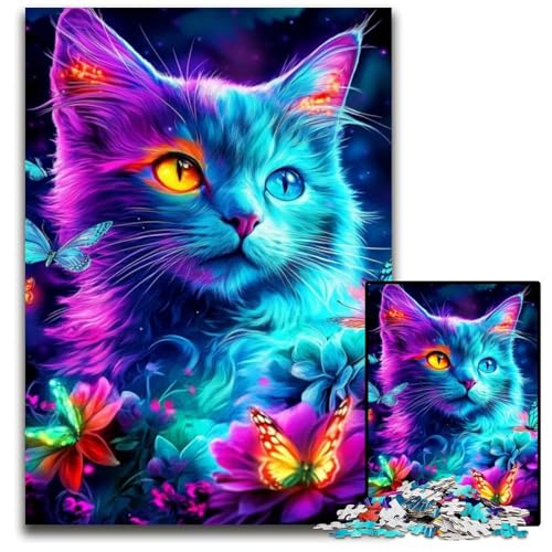 1000-teiliges Puzzle für Erwachsene und Teenager, Neonkatze, Holzpuzzle, Lernspiele, DIY-Spielzeug, Geburtstagsgeschenk, Geschenke für 14-Jährige, 50x75cm 1000-teiliges Puzzle für Erwachsene und Teenager, Neonkatze, Holzpuzzle, Lernspiele, DIY-Spielzeug, Geburtstagsgeschenk, Geschenke für 14-Jährige, 50x75cm von JIANGENNF