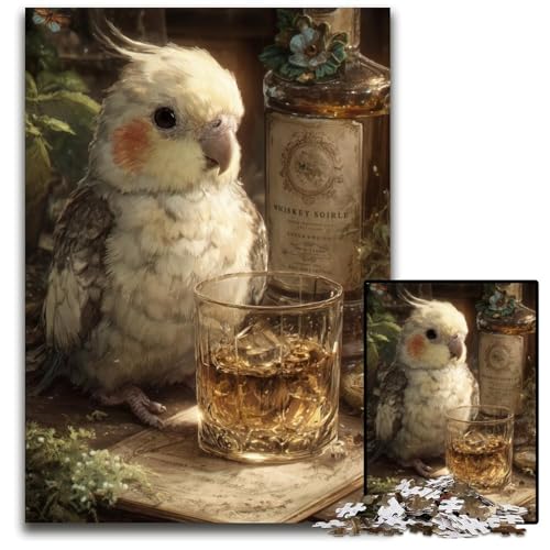 1000-teiliges Puzzle für Erwachsene und Teenager, Papagei trinkt EIN Getränk, lustige Spiele, ganze Familie, für Kinder ab 14 Jahren, 26x38cm von JIANGENNF