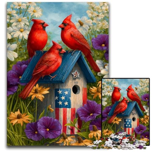 1000-teiliges Puzzle für Erwachsene und Teenager, Papageien und Hänflinge, Papppuzzles als Heimdekorationsgeschenk, anspruchsvolles Familienspielzeug, perfekt für Spieleabende, 26x38cm von JIANGENNF