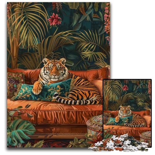 1000-teiliges Puzzle für Erwachsene und Teenager, Tiger auf dem Sofa, Holzpuzzle, Lernspiele, DIY-Spielzeug, Geburtstagsgeschenk, Geschenke für 14-Jährige, 50x75cm 1000-teiliges Puzzle für Erwachsene und Teenager, Tiger auf dem Sofa, Holzpuzzle, Lernspiele, DIY-Spielzeug, Geburtstagsgeschenk, Geschenke für 14-Jährige, 50x75cm von JIANGENNF