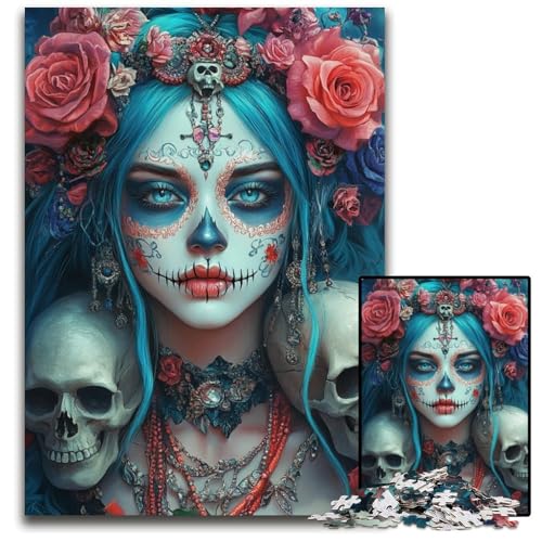 1000-teiliges Puzzle für Erwachsene und Teenager, Totenkopf-Mädchen im mexikanischen Stil, Papppuzzle, Spaß für die ganze Familie, Basteln, perfekt für Geburtstage, Feiertage, 26x38cm 1000-teiliges Puzzle für Erwachsene und Teenager, Totenkopf-Mädchen im mexikanischen Stil, Papppuzzle, Spaß für die ganze Familie, Basteln, perfekt für Geburtstage, Feiertage, 26x38cm von JIANGENNF