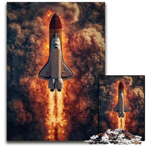 1000-teiliges Puzzle für Erwachsene zum Thema Raketenstart, Lernspielzeug, ganze Familie, ab 14 Jahren, 26x38cm von JIANGENNF