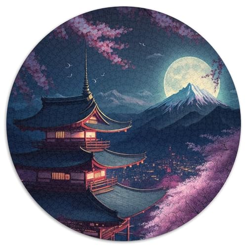 1000-teiliges Puzzle für Erwachsene. Mount Fuji. 1000-teiliges rundes Puzzle. Anspruchsvolles Denkspiel für Jugendliche (Größe 67,5 x 67,5 cm) von JIANGENNF