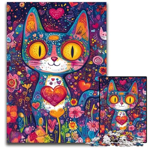 1000-teiliges Puzzle für Jugendliche, Kunstkatze, Holzpuzzle, dekomprimierendes intellektuelles Lernspielzeug, gutes Geschenk für Erwachsene und Jugendliche, 50x75cm 1000-teiliges Puzzle für Jugendliche, Kunstkatze, Holzpuzzle, dekomprimierendes intellektuelles Lernspielzeug, gutes Geschenk für Erwachsene und Jugendliche, 50x75cm von JIANGENNF