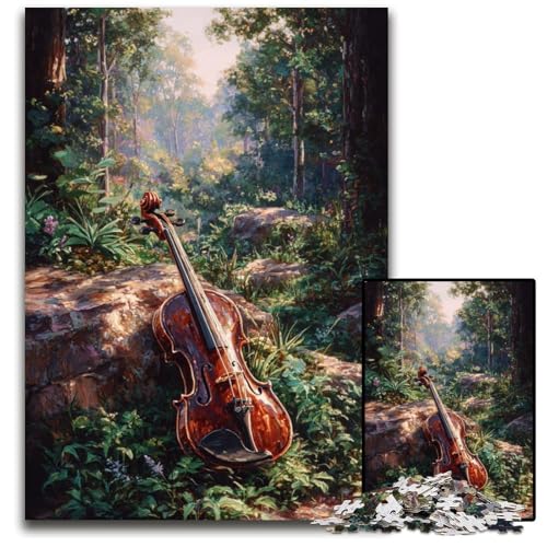 1000-teiliges Puzzle für Jugendliche, Violine im Wald, Holzpuzzle, interessanter Stressabbau, Geschenkideen für 14+, 50x75cm von JIANGENNF
