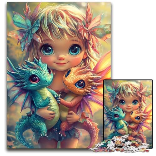 1000-teiliges Puzzle für Jugendliche, kleines Mädchen und Drache, Holzpuzzle für Kinder ab 14 Jahren, Heimdekoration, Geschenk von Kunstwerken, 50x75cm 1000-teiliges Puzzle für Jugendliche, kleines Mädchen und Drache, Holzpuzzle für Kinder ab 14 Jahren, Heimdekoration, Geschenk von Kunstwerken, 50x75cm von JIANGENNF