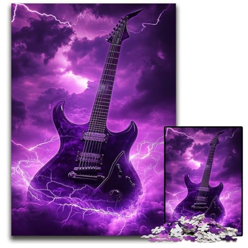 1000-teiliges Puzzle für Jugendliche, lila Gitarre, Holzpuzzle für Kinder ab 14 Jahren, Heimdekoration, Geschenk von Kunstwerken, 50x75cm 1000-teiliges Puzzle für Jugendliche, lila Gitarre, Holzpuzzle für Kinder ab 14 Jahren, Heimdekoration, Geschenk von Kunstwerken, 50x75cm von JIANGENNF