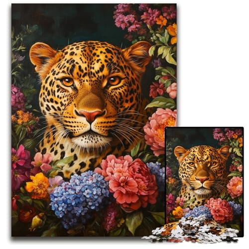 1000-teiliges Puzzle für Teenager, Blumen und Leoparden, Holzpuzzle, Weihnachten, Halloween, Ostern, Neujahr, 50x75cm 1000-teiliges Puzzle für Teenager, Blumen und Leoparden, Holzpuzzle, Weihnachten, Halloween, Ostern, Neujahr, 50x75cm von JIANGENNF