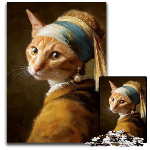 1000-teiliges Puzzle für Teenager, Die böse Katze mit Perlen, Holzpuzzle, farbenfrohe Heimdekoration und interaktives Familienspiel, 50x75cm 1000-teiliges Puzzle für Teenager, Die böse Katze mit Perlen, Holzpuzzle, farbenfrohe Heimdekoration und interaktives Familienspiel, 50x75cm von JIANGENNF