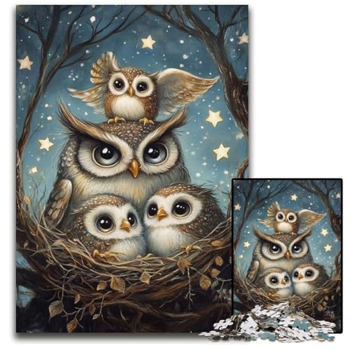 1000-teiliges Puzzle für Teenager, Eulenfamilie, Holzpuzzle, Weihnachten, Halloween, Ostern, Neujahr, 50x75cm 1000-teiliges Puzzle für Teenager, Eulenfamilie, Holzpuzzle, Weihnachten, Halloween, Ostern, Neujahr, 50x75cm von JIANGENNF