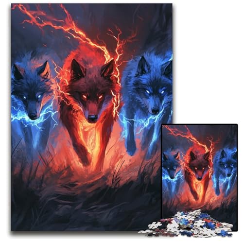 1000-teiliges Puzzle für Teenager, Fantasy-Wolf, Karton-Puzzle, Spiele, Spielzeug, Geschenk, stärkt die Liebe zwischen Paaren, für Kinder ab 14 Jahren, 26x38cm von JIANGENNF