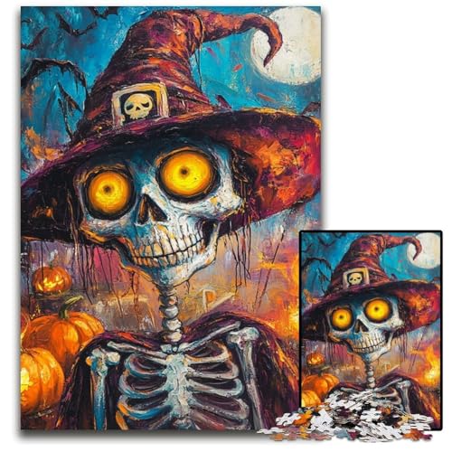 1000-teiliges Puzzle für Teenager, Halloween-Skelett, Holzpuzzle, interessanter Stressabbau, Geschenkideen für 14+, 50x75cm 1000-teiliges Puzzle für Teenager, Halloween-Skelett, Holzpuzzle, interessanter Stressabbau, Geschenkideen für 14+, 50x75cm von JIANGENNF