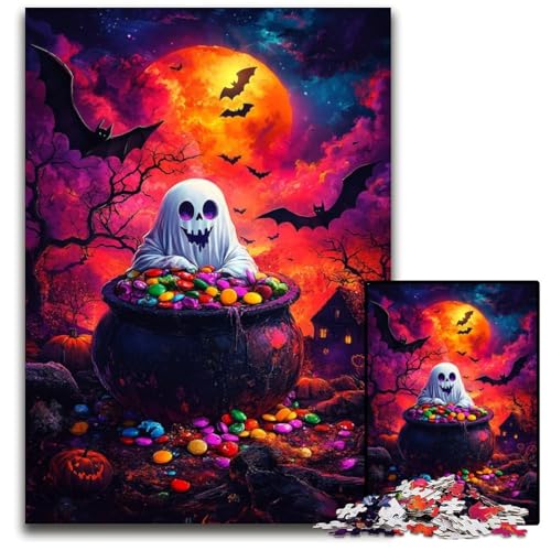 1000-teiliges Puzzle für Teenager, Halloween Soul, Holzpuzzle, farbenfrohe Heimdekoration und interaktives Familienspiel, 50x75cm 1000-teiliges Puzzle für Teenager, Halloween Soul, Holzpuzzle, farbenfrohe Heimdekoration und interaktives Familienspiel, 50x75cm von JIANGENNF
