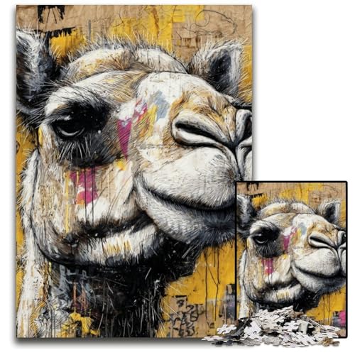 1000-teiliges Puzzle für Teenager, Kamel-Holzpuzzle, Weihnachten, Halloween, Ostern, Neujahr, 50x75cm von JIANGENNF