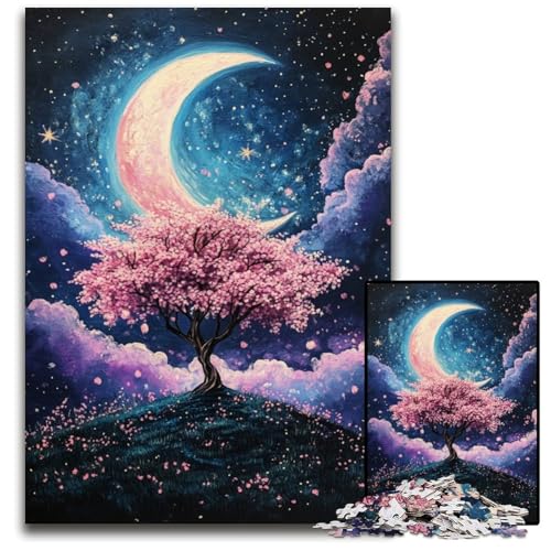 1000-teiliges Puzzle für Teenager, Kirschblütenbäume unter dem Mond, Holzpuzzle, Weihnachten, Halloween, Ostern, Neujahr, 50x75cm 1000-teiliges Puzzle für Teenager, Kirschblütenbäume unter dem Mond, Holzpuzzle, Weihnachten, Halloween, Ostern, Neujahr, 50x75cm von JIANGENNF