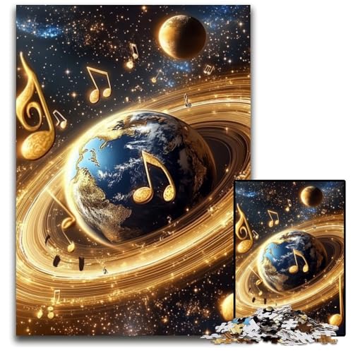 1000-teiliges Puzzle für Teenager, Musik, Galaxie, Erde, Holzpuzzle, interessanter Stressabbau, Geschenkideen für 14+, 50x75cm von JIANGENNF
