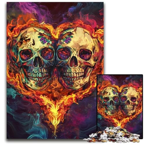 1000-teiliges Puzzle für Teenager, Skelettpaar, Holzpuzzle, farbenfrohe Heimdekoration und interaktives Familienspiel, 50x75cm von JIANGENNF
