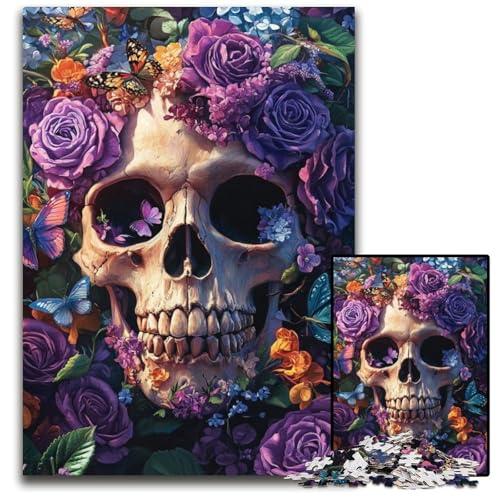 1000-teiliges Puzzle für Teenager, Totenkopf und Blumen, Papppuzzle, Weihnachten, Halloween, Ostern, Neujahr, 26x38cm 1000-teiliges Puzzle für Teenager, Totenkopf und Blumen, Papppuzzle, Weihnachten, Halloween, Ostern, Neujahr, 26x38cm von JIANGENNF