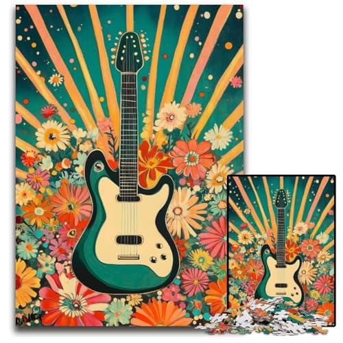 1000-teiliges Puzzle für Teenager, Vintage-Gitarren-Puzzle als Geschenk zur Heimdekoration, anspruchsvolles Familienspielzeug, perfekt für Spieleabende, 26x38cm 1000-teiliges Puzzle für Teenager, Vintage-Gitarren-Puzzle als Geschenk zur Heimdekoration, anspruchsvolles Familienspielzeug, perfekt für Spieleabende, 26x38cm von JIANGENNF