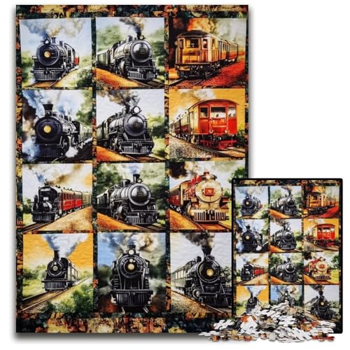 1000-teiliges Puzzle für Teenager, Zugcollage, Holzpuzzle, Weihnachten, Halloween, Ostern, Neujahr, 50x75cm 1000-teiliges Puzzle für Teenager, Zugcollage, Holzpuzzle, Weihnachten, Halloween, Ostern, Neujahr, 50x75cm von JIANGENNF