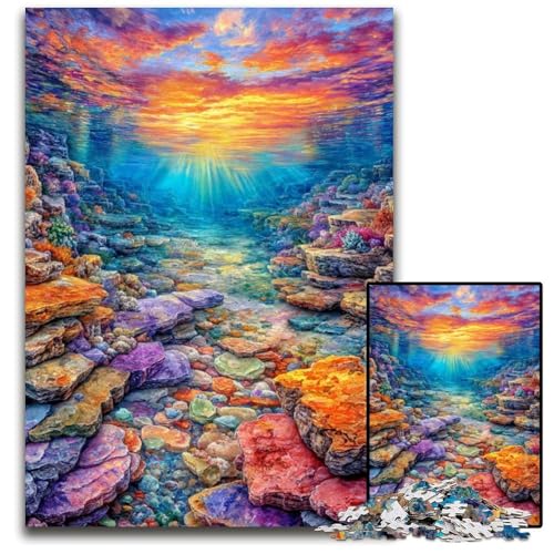 1000-teiliges Puzzle für Teenager, farbige Kieselsteine, Holzpuzzle, Weihnachten, Halloween, Ostern, Neujahr, 50x75cm von JIANGENNF