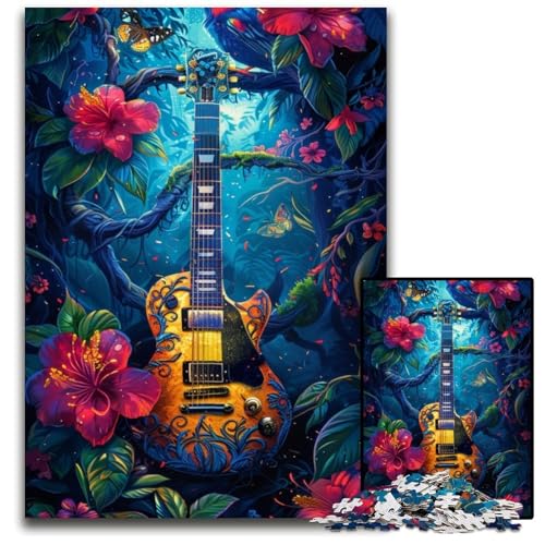 1000-teiliges Puzzle mit Gitarre und Blumen. Anspruchsvolles Denkspiel für Teenager, Spaß für den Familienspielabend, 50x75cm/19,68x29,52 Zoll 1000-teiliges Puzzle mit Gitarre und Blumen. Anspruchsvolles Denkspiel für Teenager, Spaß für den Familienspielabend, 50x75cm/19,68x29,52 Zoll von JIANGENNF