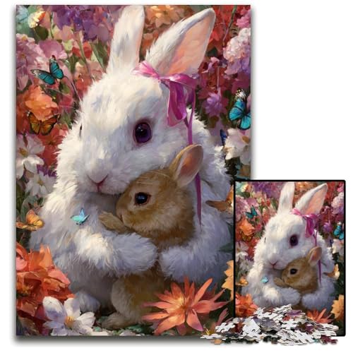 1000-teiliges Puzzle mit Kaninchenmotiv, Kartonpuzzle, anspruchsvolles Denkspiel für Teenager, Spaß für den Familienspielabend, 26x38cm 1000-teiliges Puzzle mit Kaninchenmotiv, Kartonpuzzle, anspruchsvolles Denkspiel für Teenager, Spaß für den Familienspielabend, 26x38cm von JIANGENNF