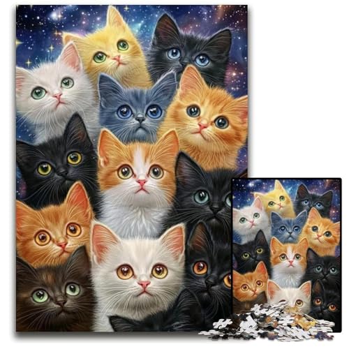 1000-teiliges Puzzle mit Katzenmotiv, Kartonpuzzle, anspruchsvolles Denkspiel für Teenager, Spaß für den Spieleabend mit der Familie, 26x38cm von JIANGENNF