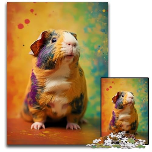 1000-teiliges Puzzle mit Meerschweinchen-Tieren, anspruchsvolles Puzzle, interaktives Familienspiel, Denksportaufgabe, Lernspielzeug, 50x75cm/19,68x29,52 Zoll von JIANGENNF