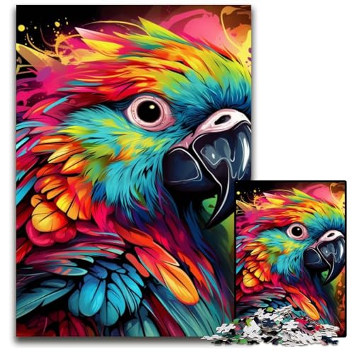 1000-teiliges Puzzle mit Papagei-Motiv, Holzpuzzle, Weihnachten, Halloween, Ostern, Neujahr, 50x75cm/19,68x29,52 Zoll von JIANGENNF