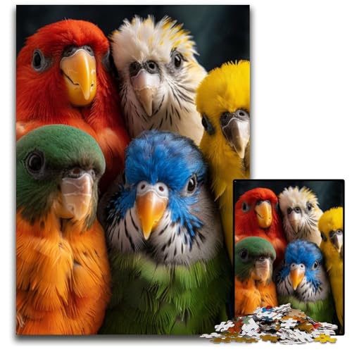 1000-teiliges Puzzle mit Papagei-Motiv, Karton-Puzzle, Spiele, Spielzeug, Geschenk, stärkt die Liebe zwischen Paaren, für Kinder ab 14 Jahren, 26x38cm von JIANGENNF