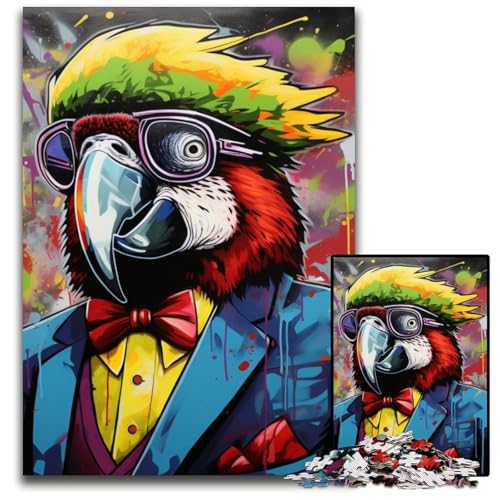 1000-teiliges Puzzle mit Papageien-Graffiti-Malerei, anspruchsvolles Denkspiel zum Selbermachen, interaktives Familienspielzeug, 50x75cm/19,68x29,52 Zoll von JIANGENNF