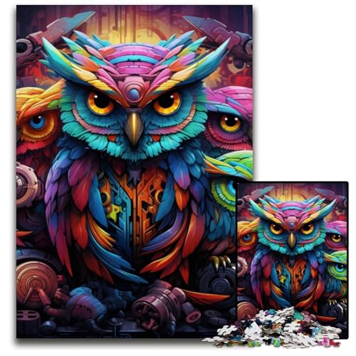 1000-teiliges Puzzle mit Tier-Eule, anspruchsvolles Denkspiel, dekoratives DIY-Spiel, interaktives Familienspielzeug, 26x38cm/10,23x14,96 Zoll von JIANGENNF