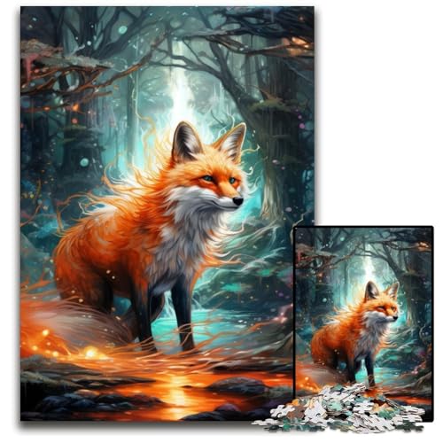 1000-teiliges Puzzle mit Tierfüchsen, anspruchsvolles Denkspiel, dekoratives DIY-Spiel, interaktives Familienspielzeug, 50x75cm/19,68x29,52 Zoll von JIANGENNF