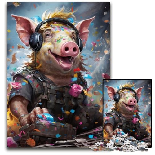 1000-teiliges Puzzle mit Tierkunst, Schwein, schwierige Puzzles für Erwachsene für Teenager, Familienspieleabend, hirnfordernde Geschenkidee, 26x38cm/10,23x14,96 Zoll 1000-teiliges Puzzle mit Tierkunst, Schwein, schwierige Puzzles für Erwachsene für Teenager, Familienspieleabend, hirnfordernde Geschenkidee, 26x38cm/10,23x14,96 Zoll von JIANGENNF