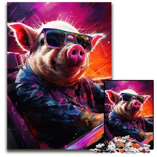 1000-teiliges Puzzle mit Tiermotiven und Schweinchen für Erwachsene. Anspruchsvolles Denkspiel für Jugendliche, unterhaltsames interaktives Spiel für die ganze Familie, 26x38cm/10,23x14,96 Zoll von JIANGENNF